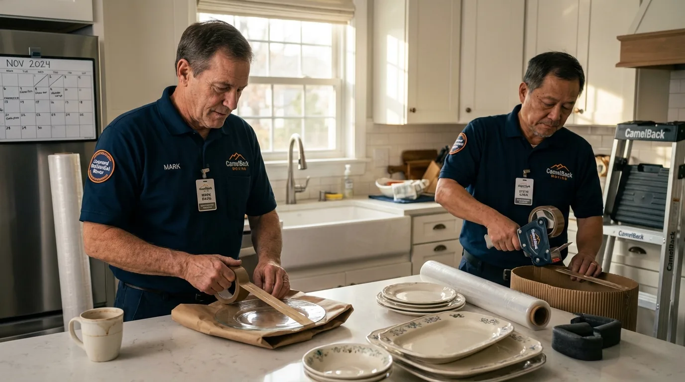 Professional crew packing kitchen dishware in Cynthiana, KY